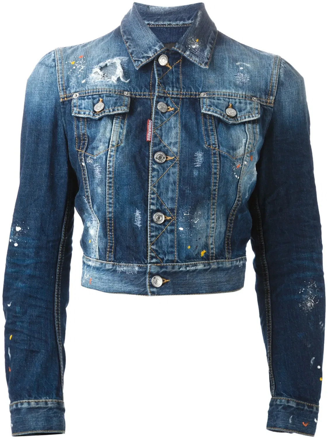 Укороченная джинсовая куртка, синяя DSQUARED2, синий