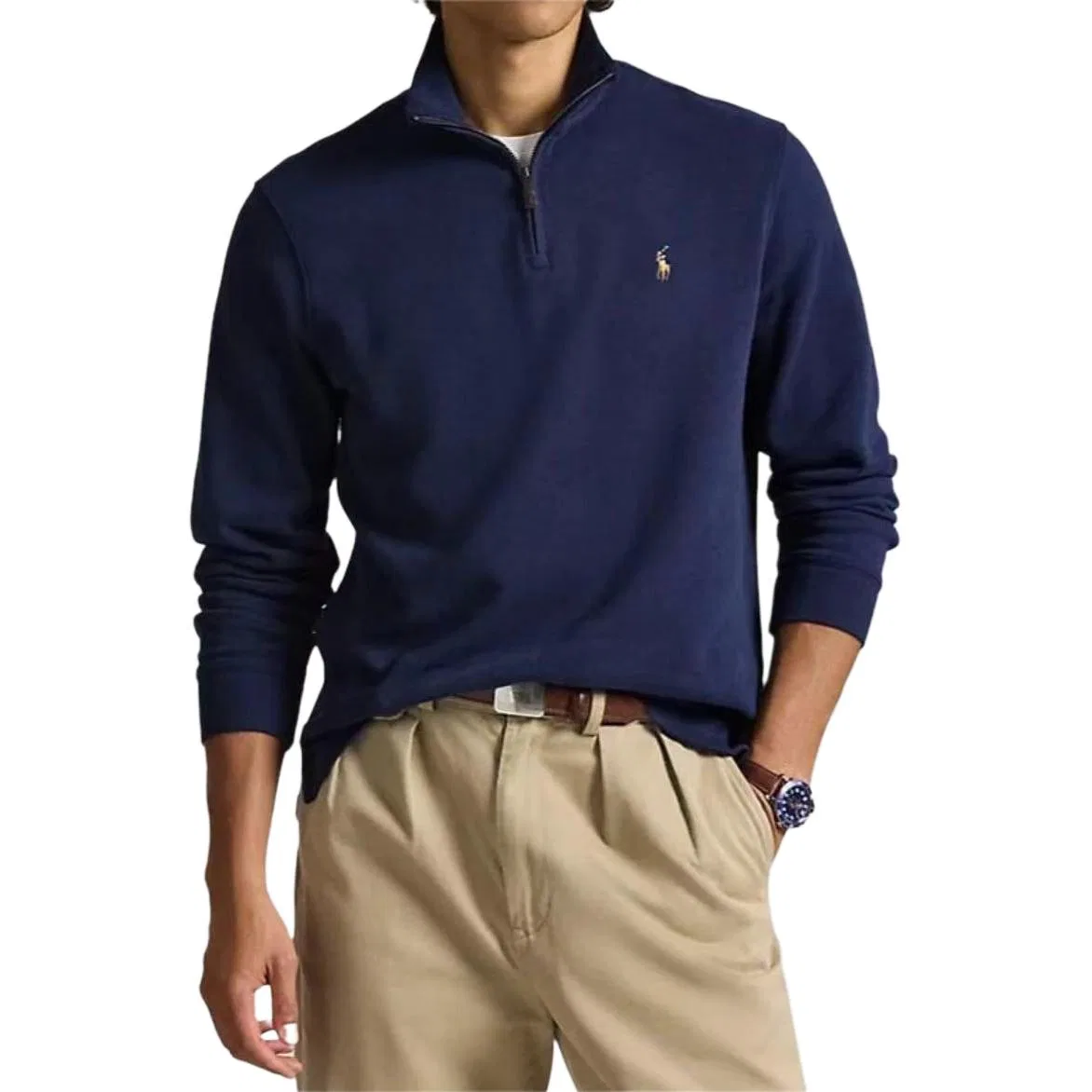 Детский свитшот с воротником-стойкой Polo Ralph Lauren, Marine Blue — фото 3