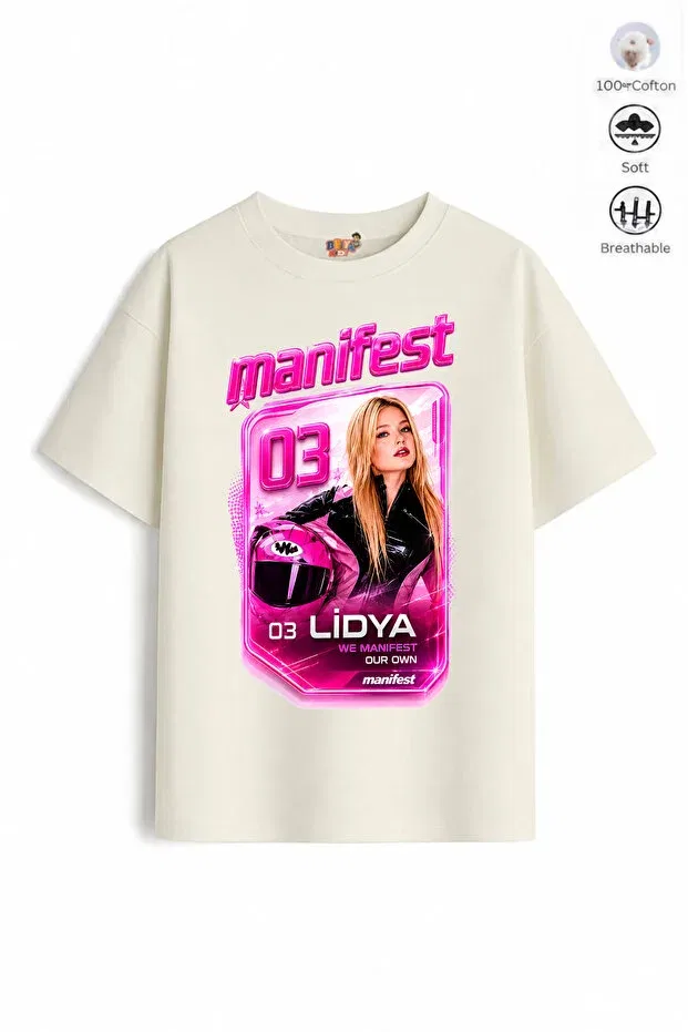 Детская футболка для девочек оверсайз хлопковая Lidya Design5 Belya Kids Wear, Ecru Dark