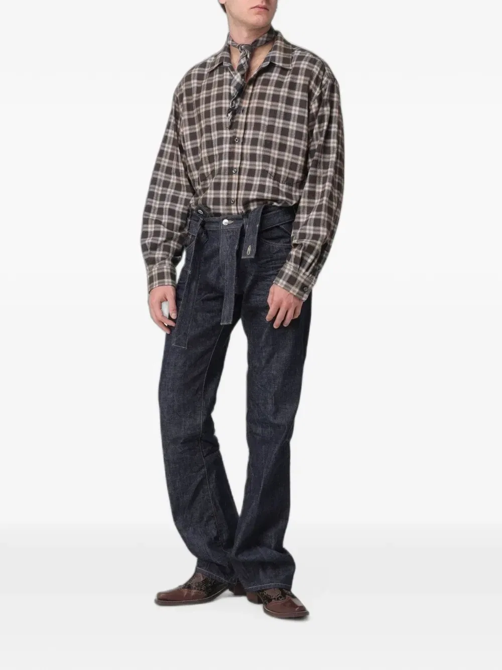 Клетчатая рубашка Butch из коллаборации с Magliano Dsquared2, коричневый — фото 2