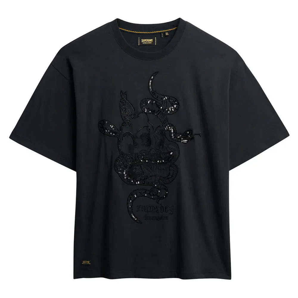 Женская футболка оверсайз с вышивкой Tattoo Embellish Superdry, Black — фото 3