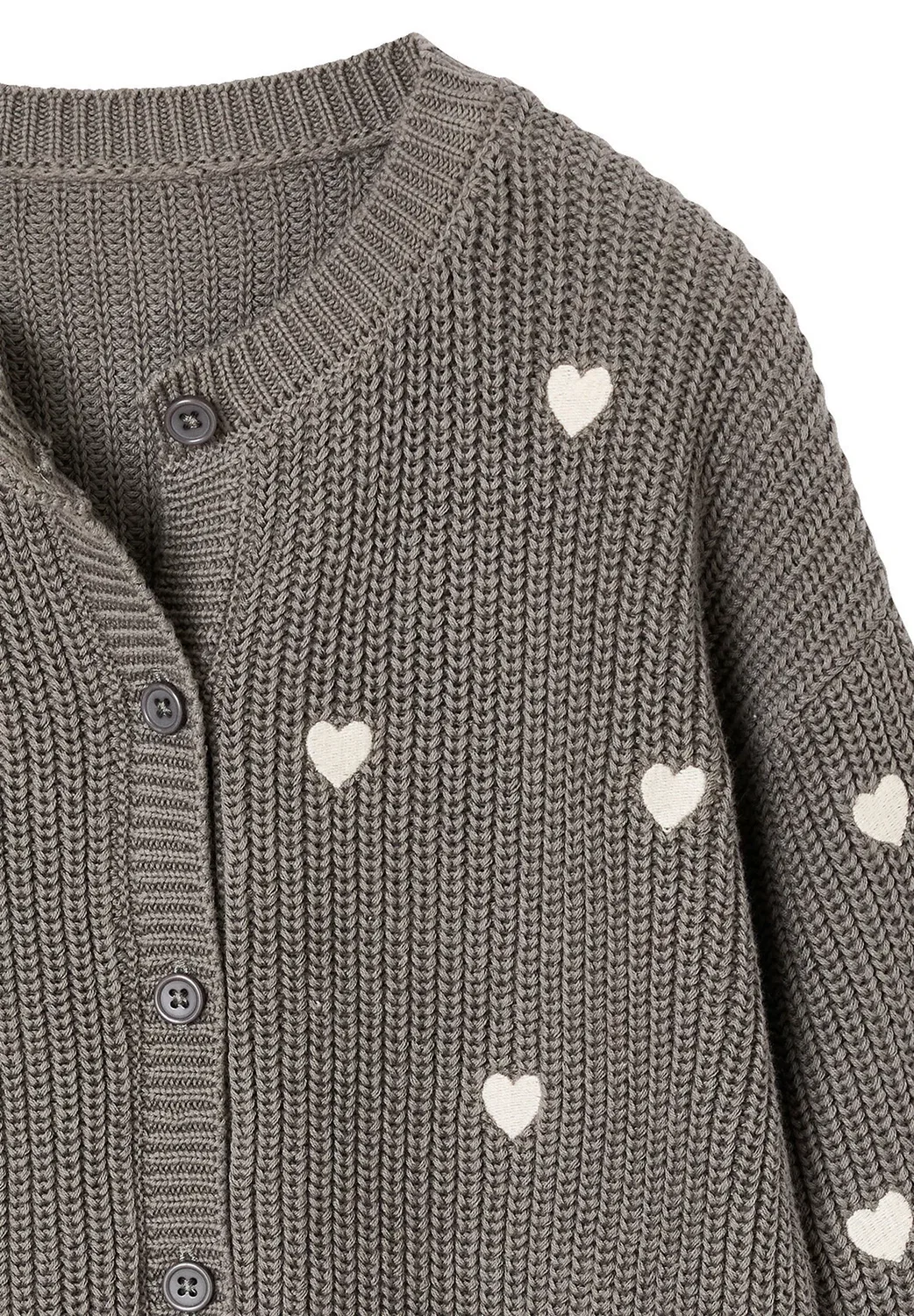 Mädchen strickjacke mit kleinenstickereien - кардиган Vertbaudet, Olivgrün — фото 3