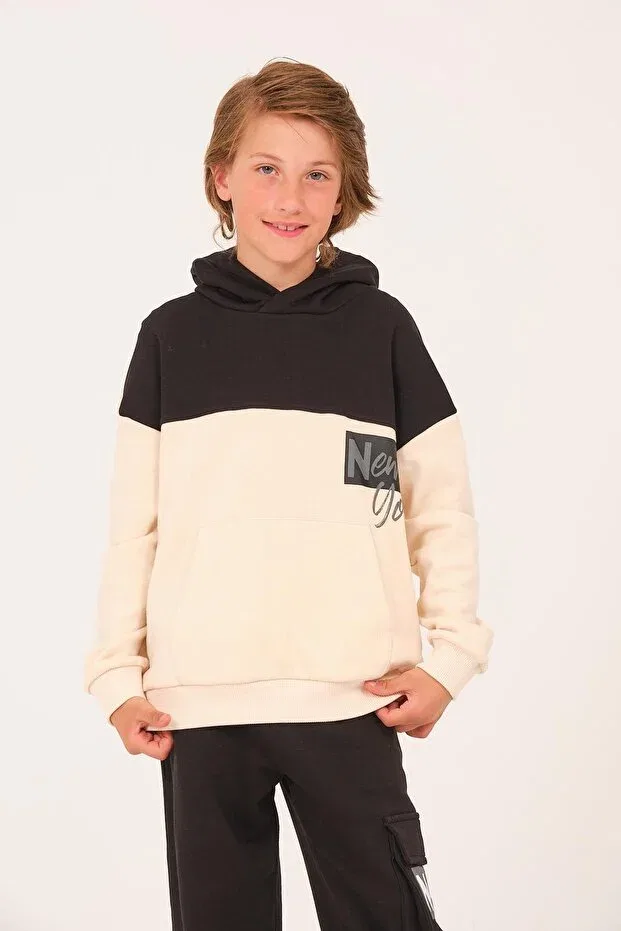 Детское худи для девочек с принтом Unisex kids printed hooded sweatshirt Jazziee, Cream — фото 2