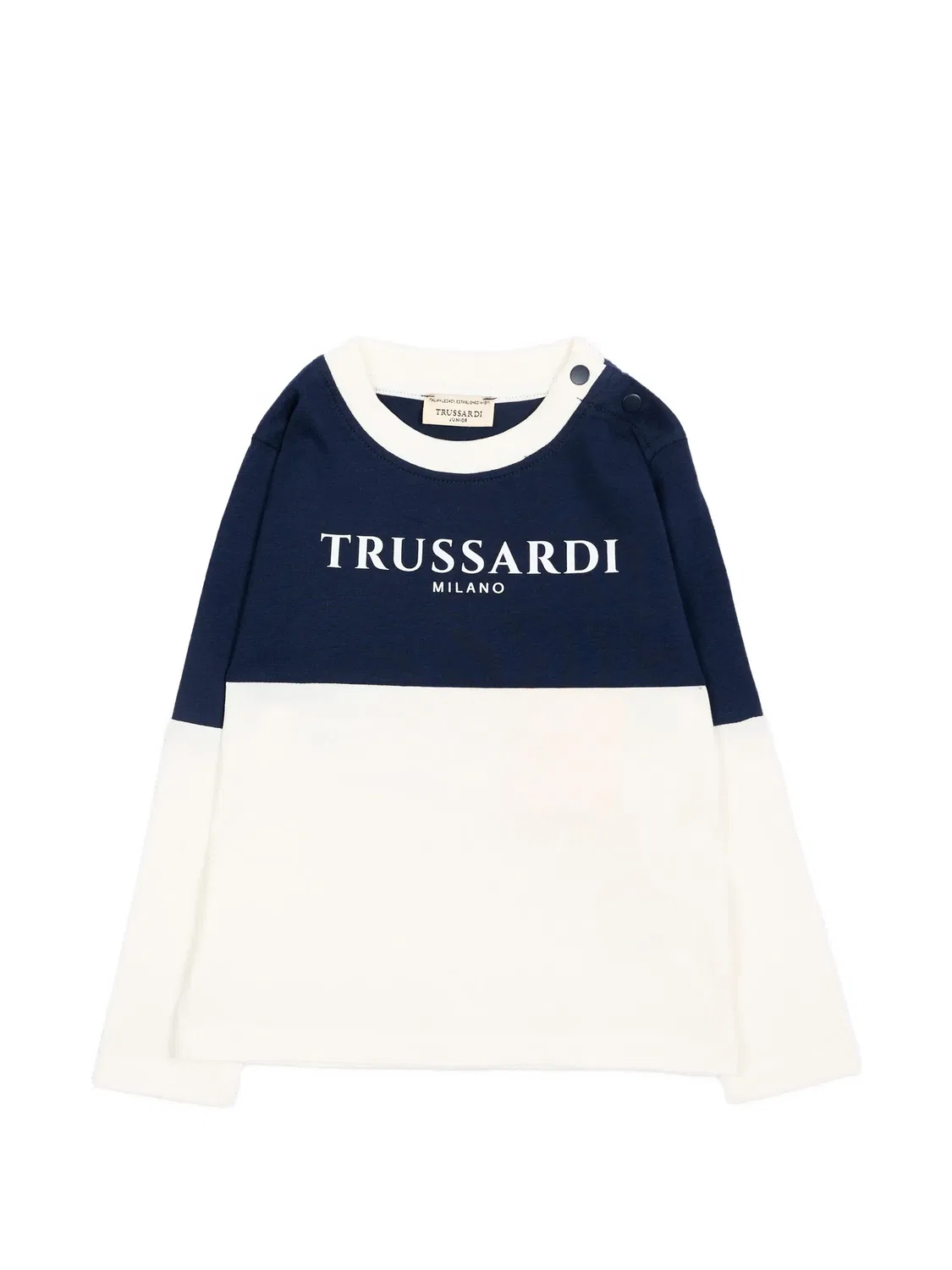 Футболка в стиле колор-блок с логотипом Trussardi Junior, синий