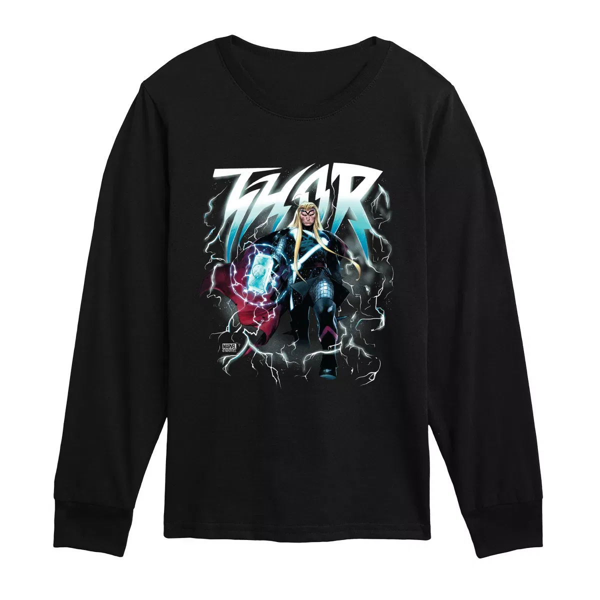 Детское лонгслив с принтом Thor Lightning Thor, Black