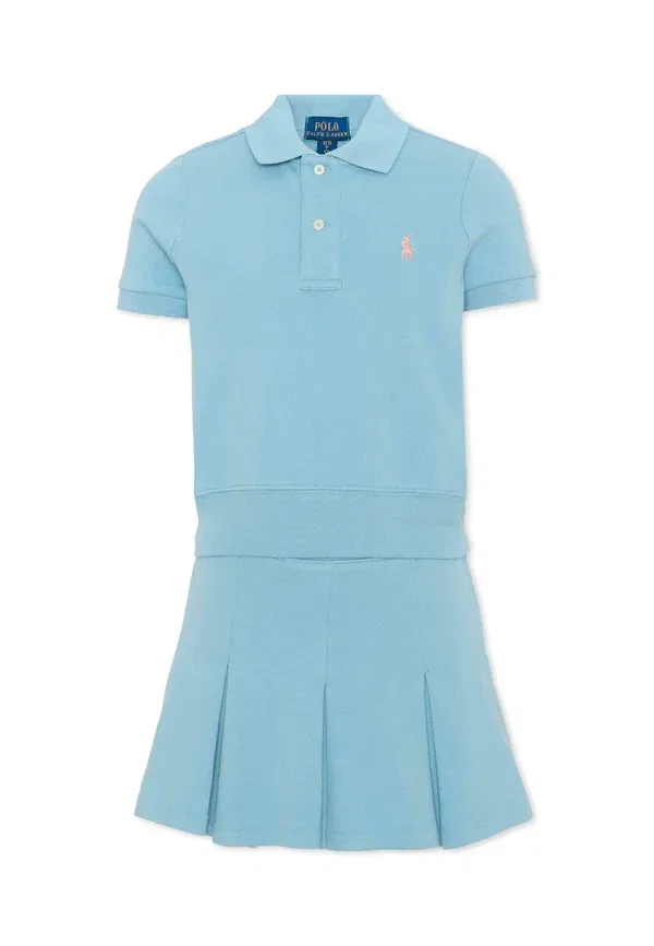 Комплект: юбка плиссе и поло из хлопка Polo Ralph Lauren, light blue, светло-голубой