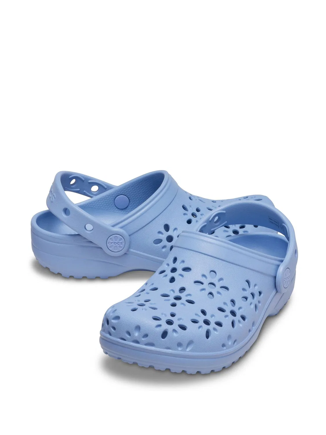 Клоги Crocs Classic Floral Cut Out, синие — фото 3