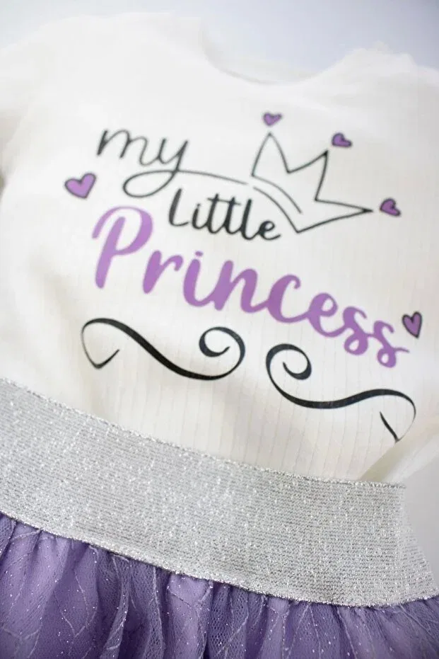 Детский комплект для девочек с принтом Princess Purple Tutu Two-Piece Set Logo Aksesuar, Purple — фото 2