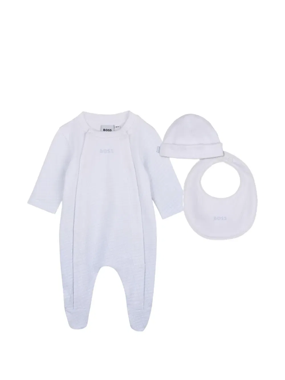 Комплект из пижамы, шапки и нагрудника с логотипом Boss Kidswear, белый