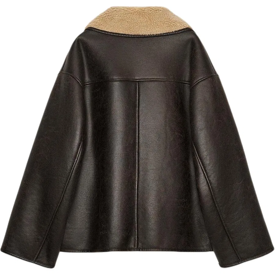 Женское пальто ZARA, Brown/Nude — фото 3
