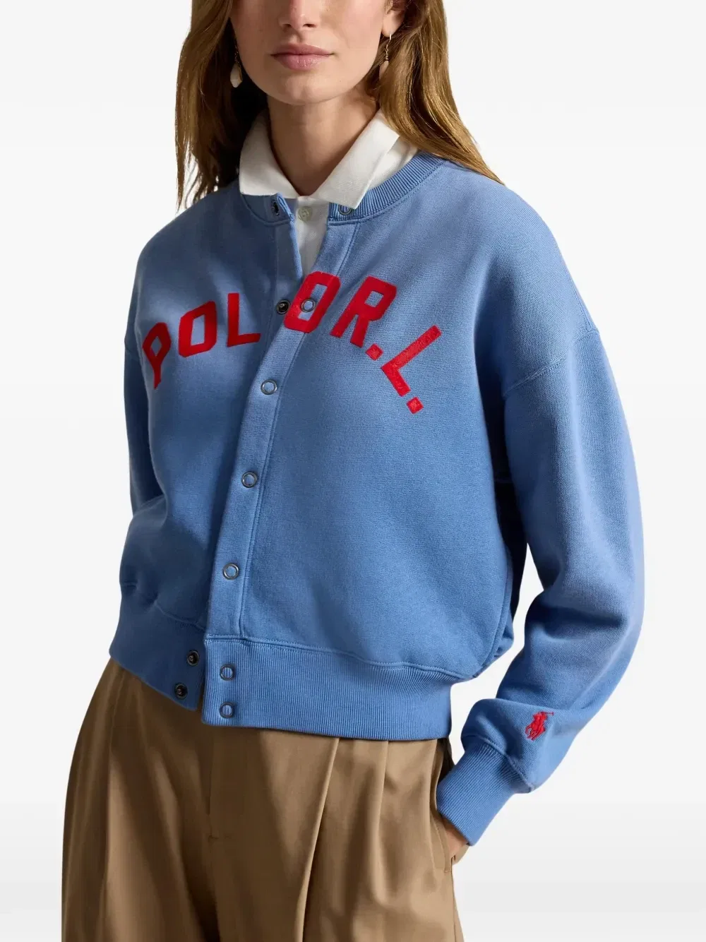 Кардиган на кнопках с логотипом Polo Ralph Lauren, синий — фото 3
