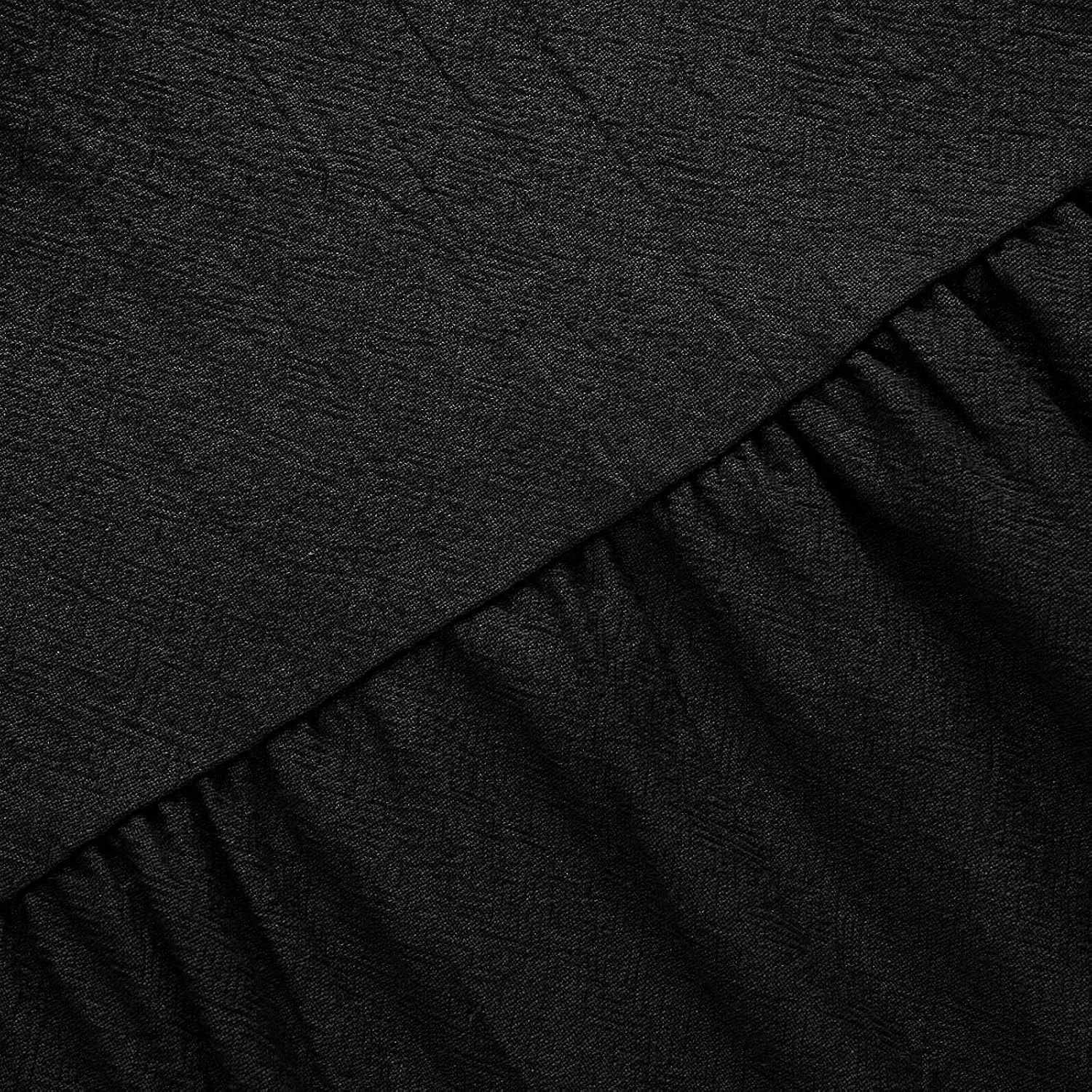 Повседневное льняное платье макси с V-образным вырезом, Black — фото 4