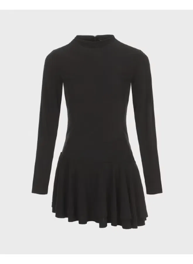 Платье-трапеция с длинным рукавом Zara, черное