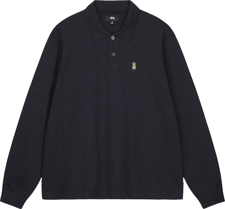 

Лонгслив Stussy Long-Sleeve Rib Polo 'Black', черный