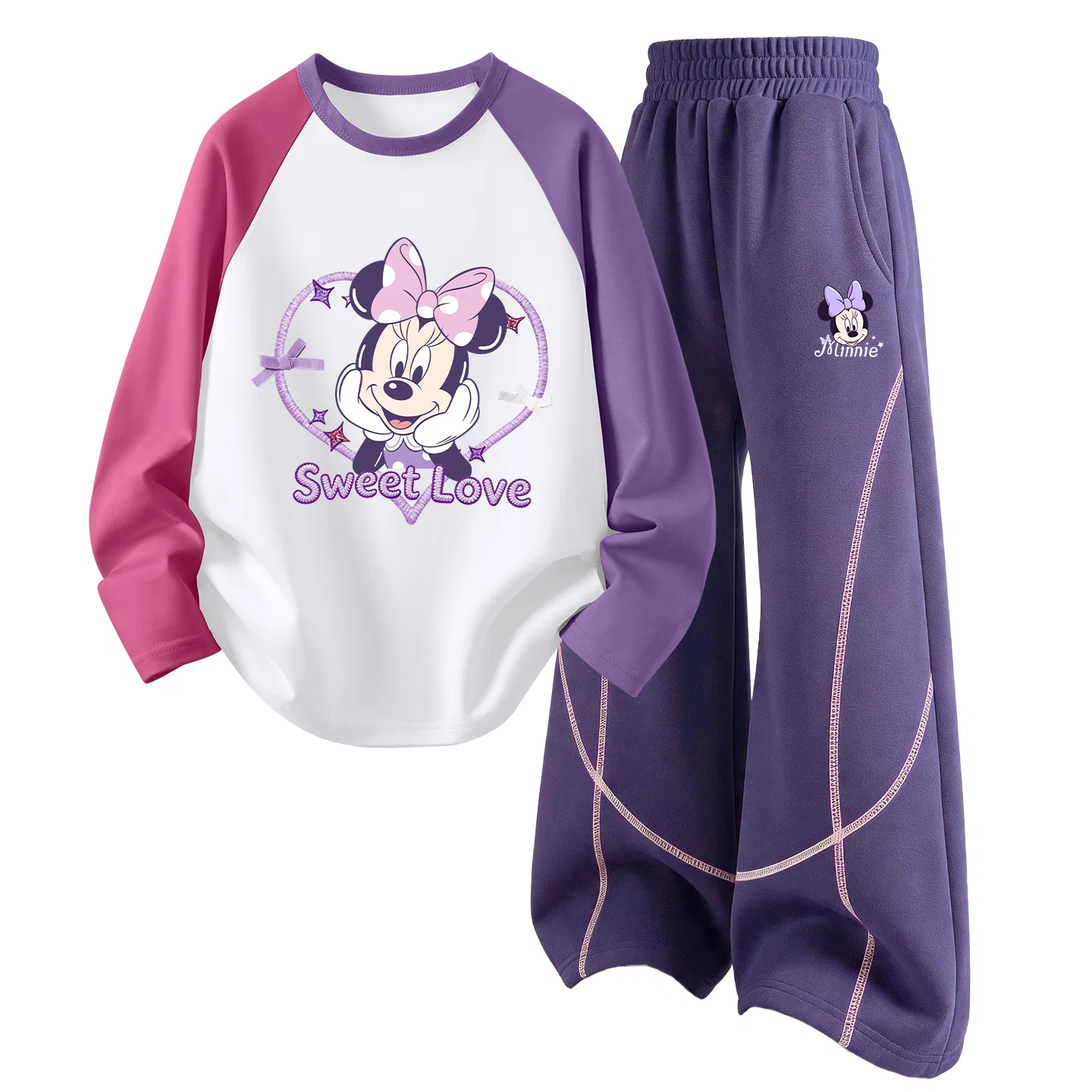 Детский комплект спортивной одежды с круглым вырезом Ди Love Heart Rose Purple+Di Mood K Berry Purple Disney, Di Love Heart Rose Purple+Di Mood K Berry Purple