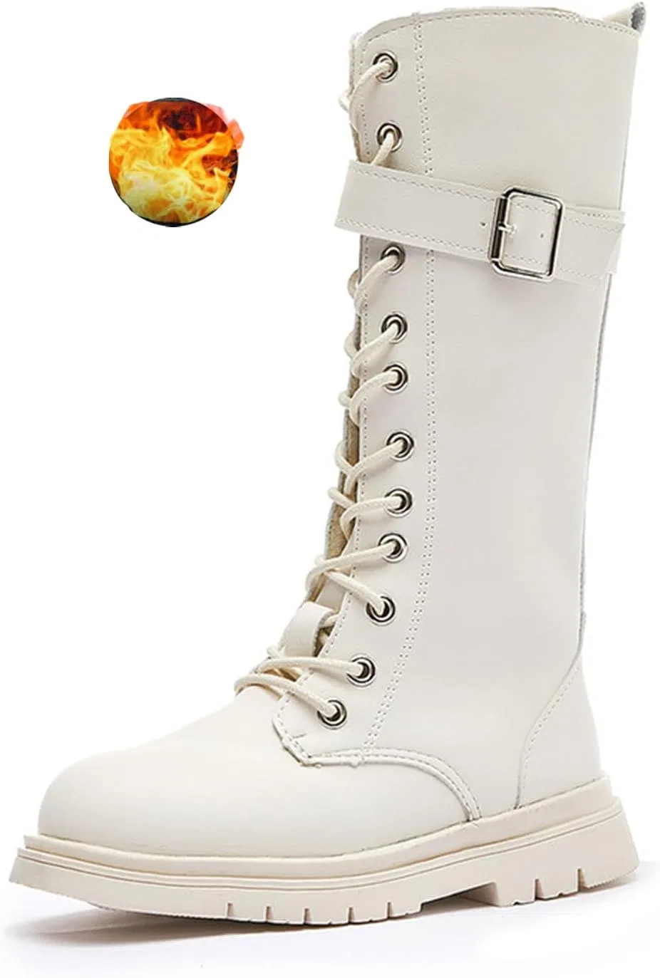 Детские сапоги для девочек с мехом NVBUKE, White/Plush Lining