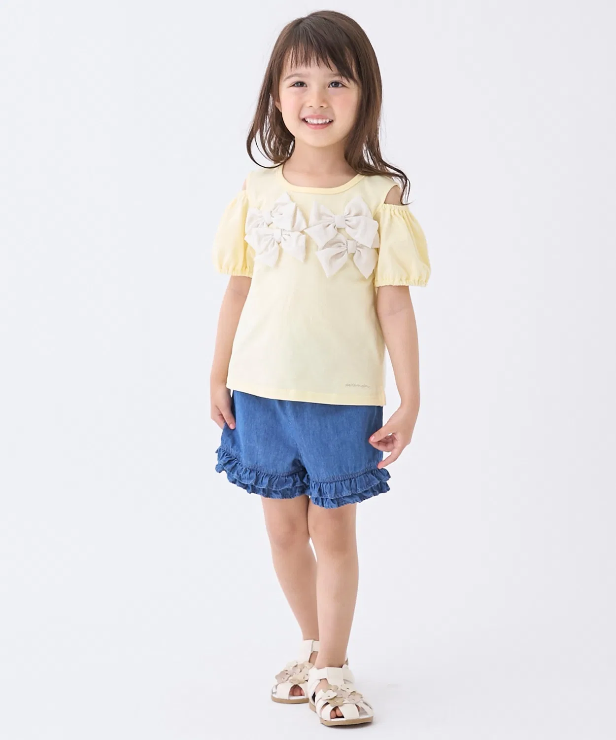 Детские шорты с контактной прохладой и рюшами, модель Chibi Frill Short Pants, petit main, Sax Blue