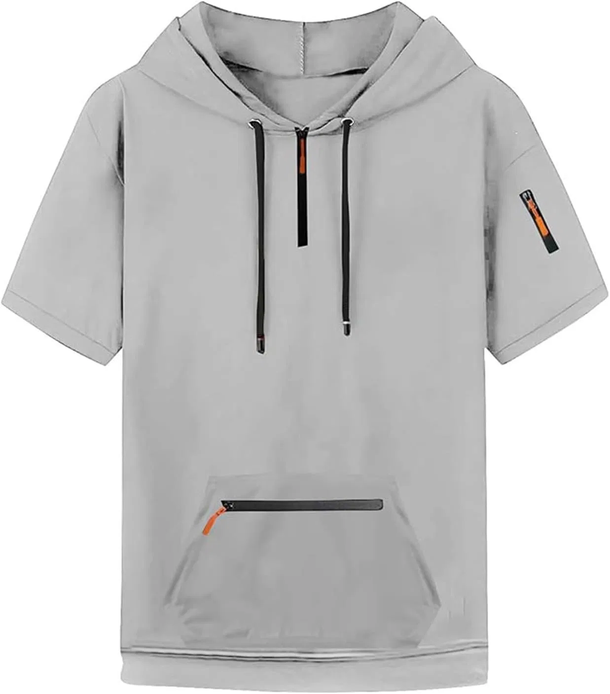 Мужская футболка с капюшоном на молнии, свободный крой, с карманами, 2-gray — фото 4
