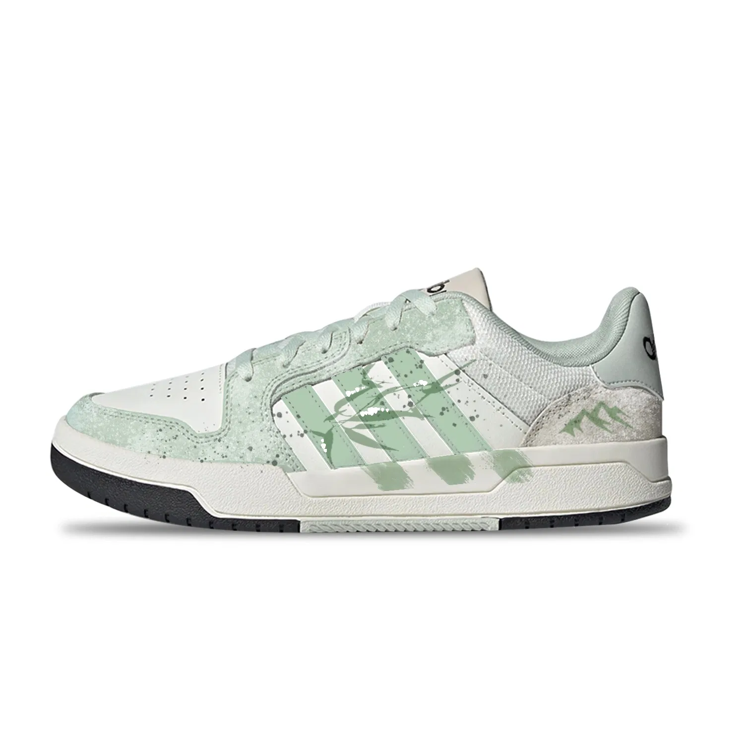 Детское скейтборд-обувь с контрастным дизайном, низкий верх, Adidas, White Green-Bamboo Mist Dye — фото 3