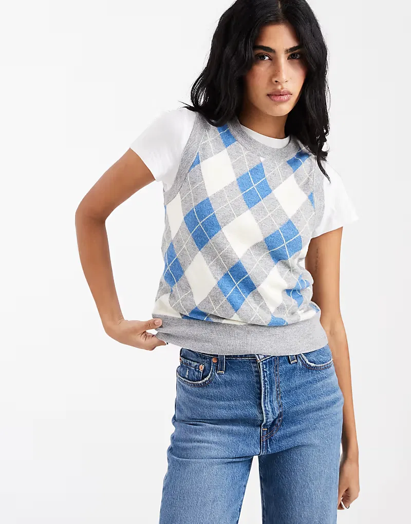 Вязаный жилет Levi's Tara из аргила, серый с разноцветными вставками