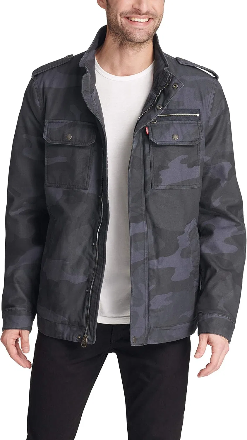 Мужская куртка военного кроя из хлопка Levi's, Blue Camo Filled — фото 3