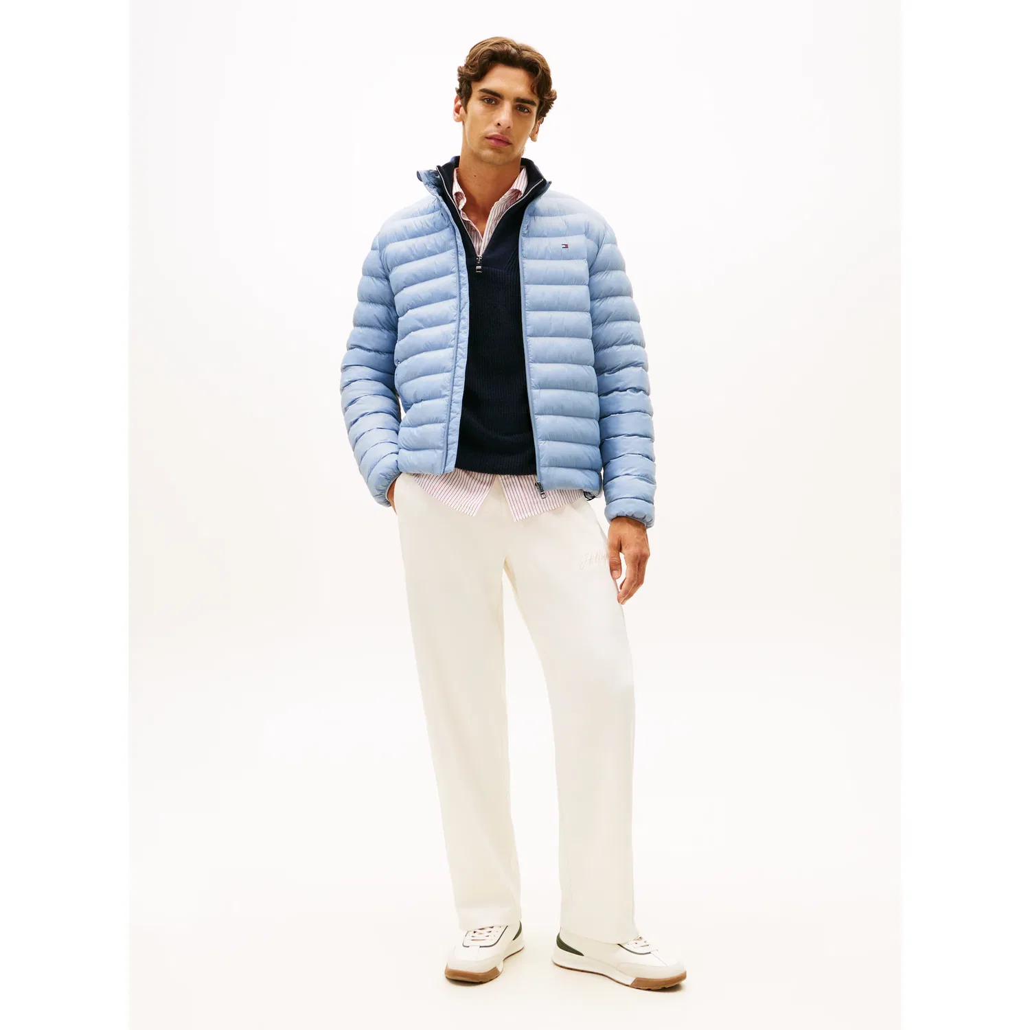 Мужская короткая стеганая куртка с логотипом Tommy Hilfiger, Brisk Blue — фото 4