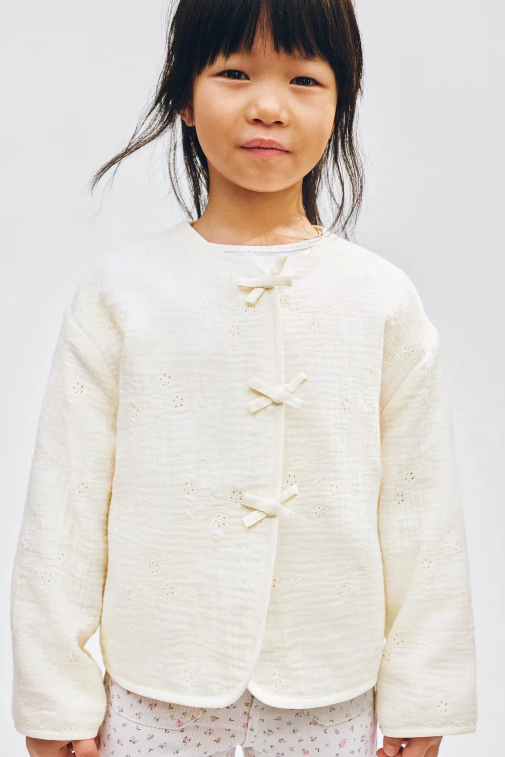 Муслиновая куртка с бантами H&M, Cremefarben