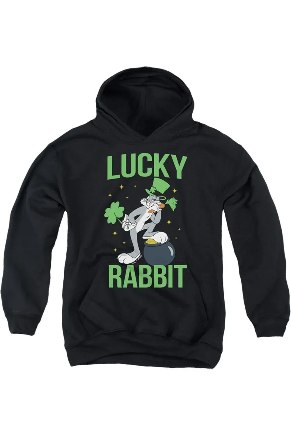 Детское худи с капюшоном Looney Tunes Bugs Bunny St. Patrick´s Lucky Rabbit Gildan, черный