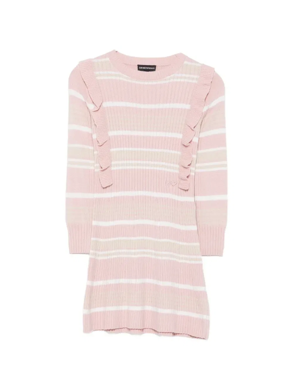 Полосатое платье с оборками Emporio Armani Kids, розовый