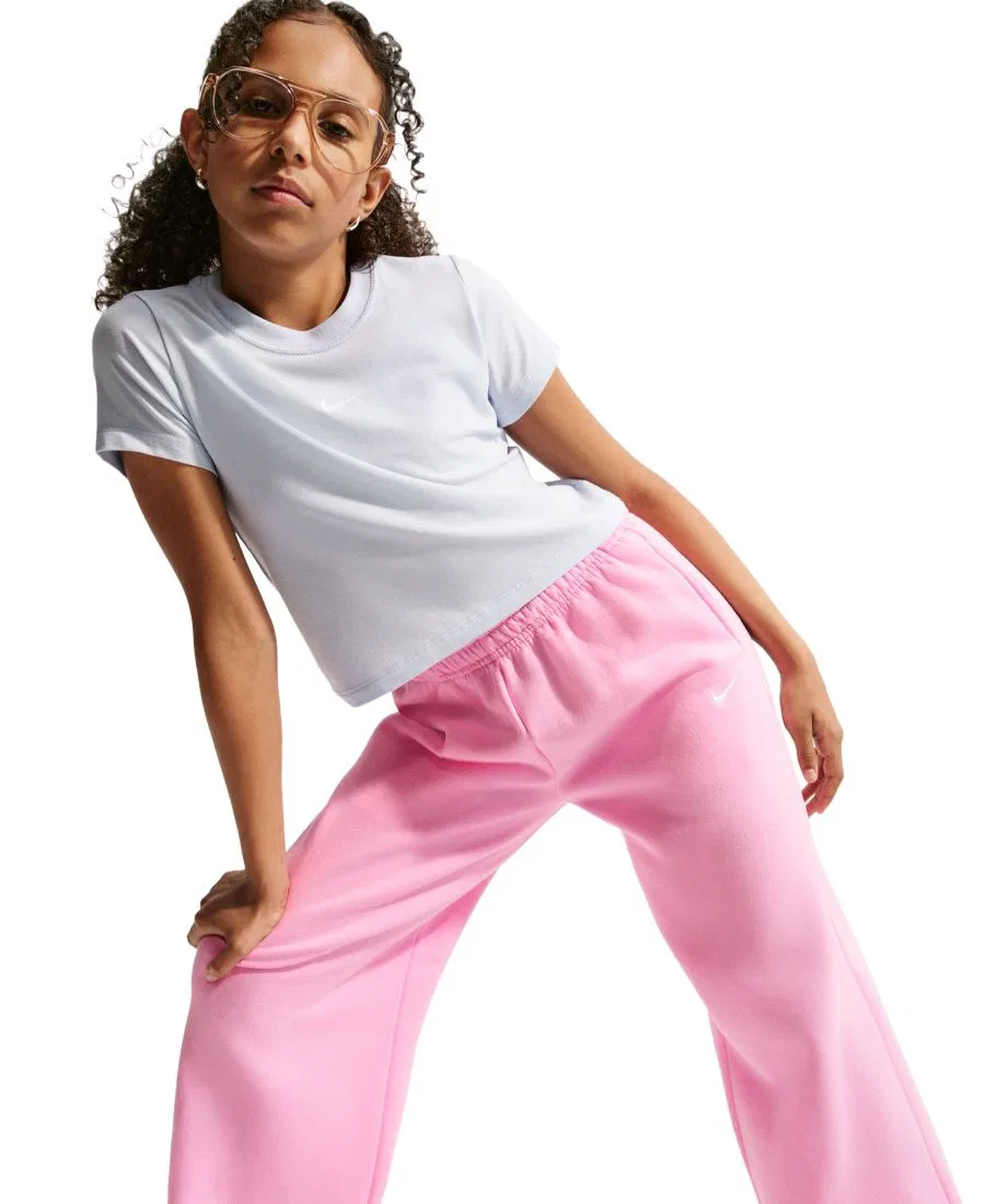 Штаны спортивные свободного кроя с открытым низом Nike Sportswear Studio Fleece, Pink Rise — фото 2