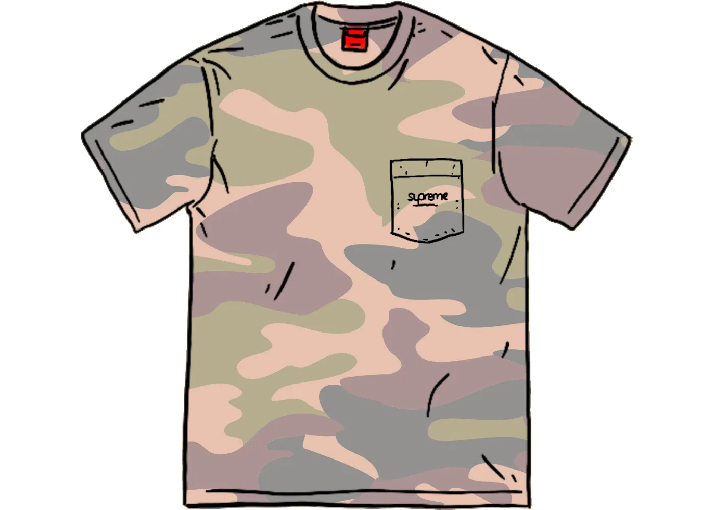 Мужская футболка с принтом Supreme Pocket Tee (SS20), Painted Camo