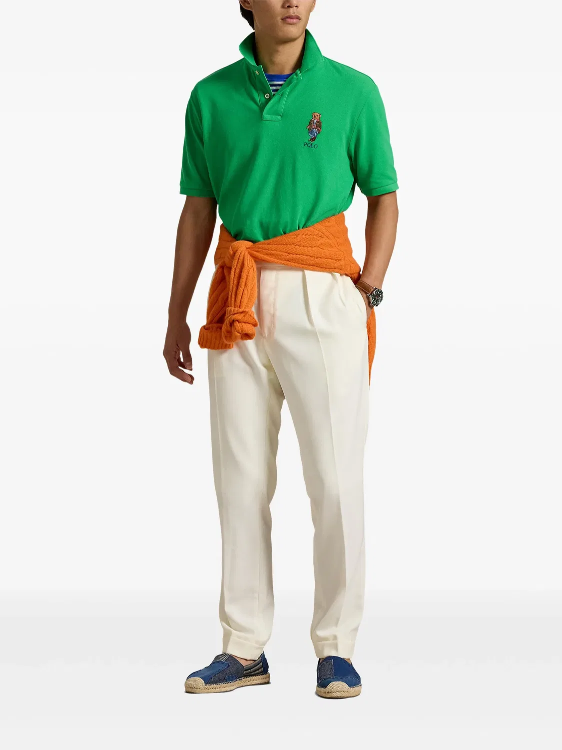 Polo Ralph Lauren Рубашка-поло с аппликацией медвежонка, зеленая — фото 3