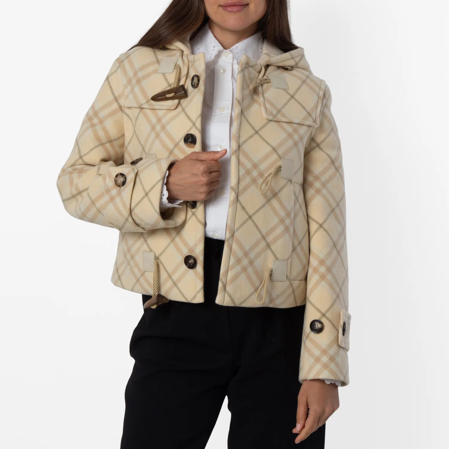 Женский жакет с капюшоном, в клетку Burberry, Candle Ip Check
