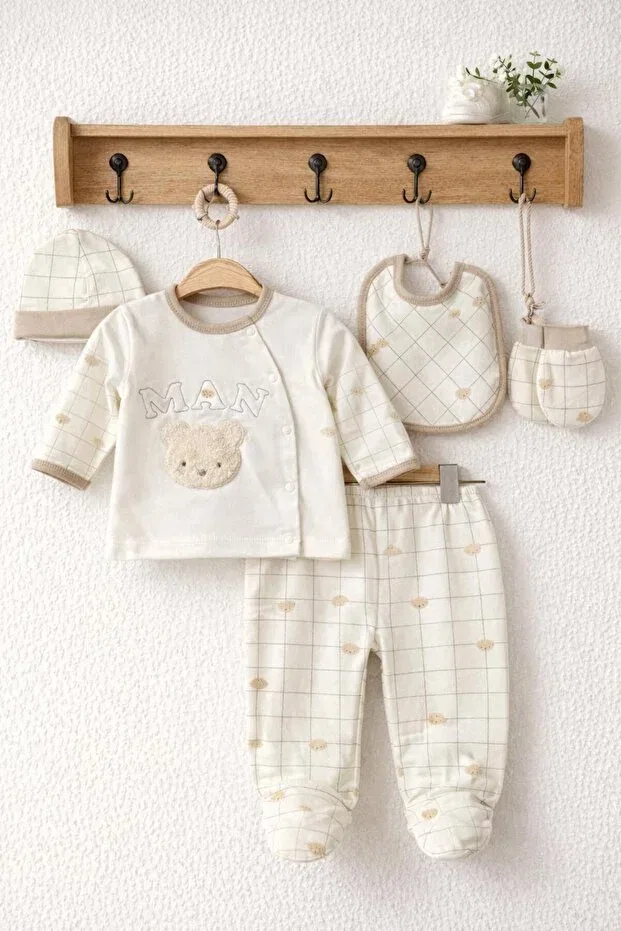 Детский комплект боди для мальчиков из органического хлопка Basics Bys Baby Fashion, Brown — фото 2