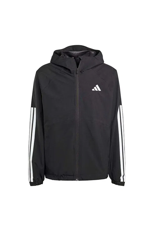 Мужское пальто с капюшоном Essentials Climaproof 3-Stripes Adidas, Black