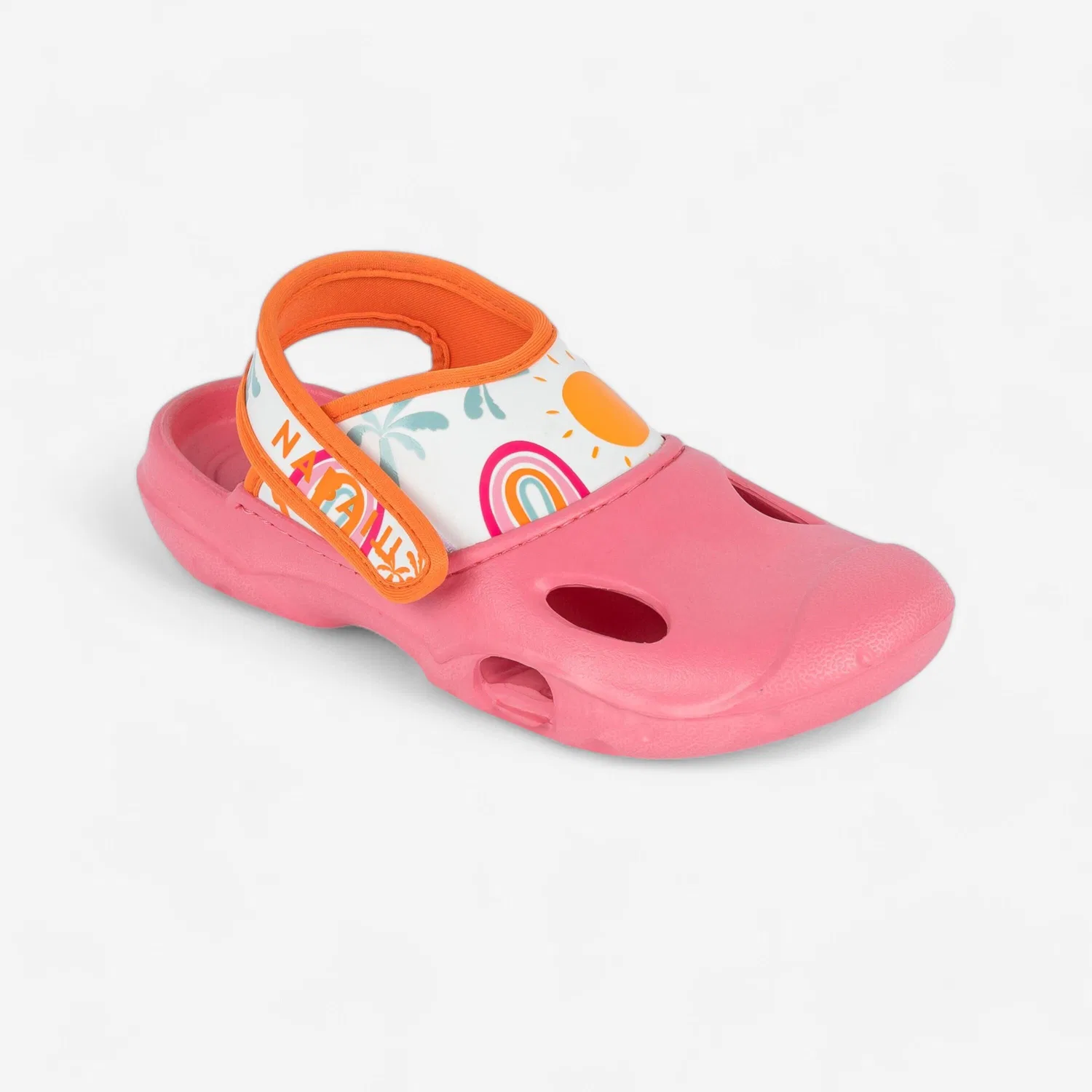 Детские шлепанцы для бассейна с закрытым носком Clog 500 Decathlon, Kaugummirosa Karottenorange