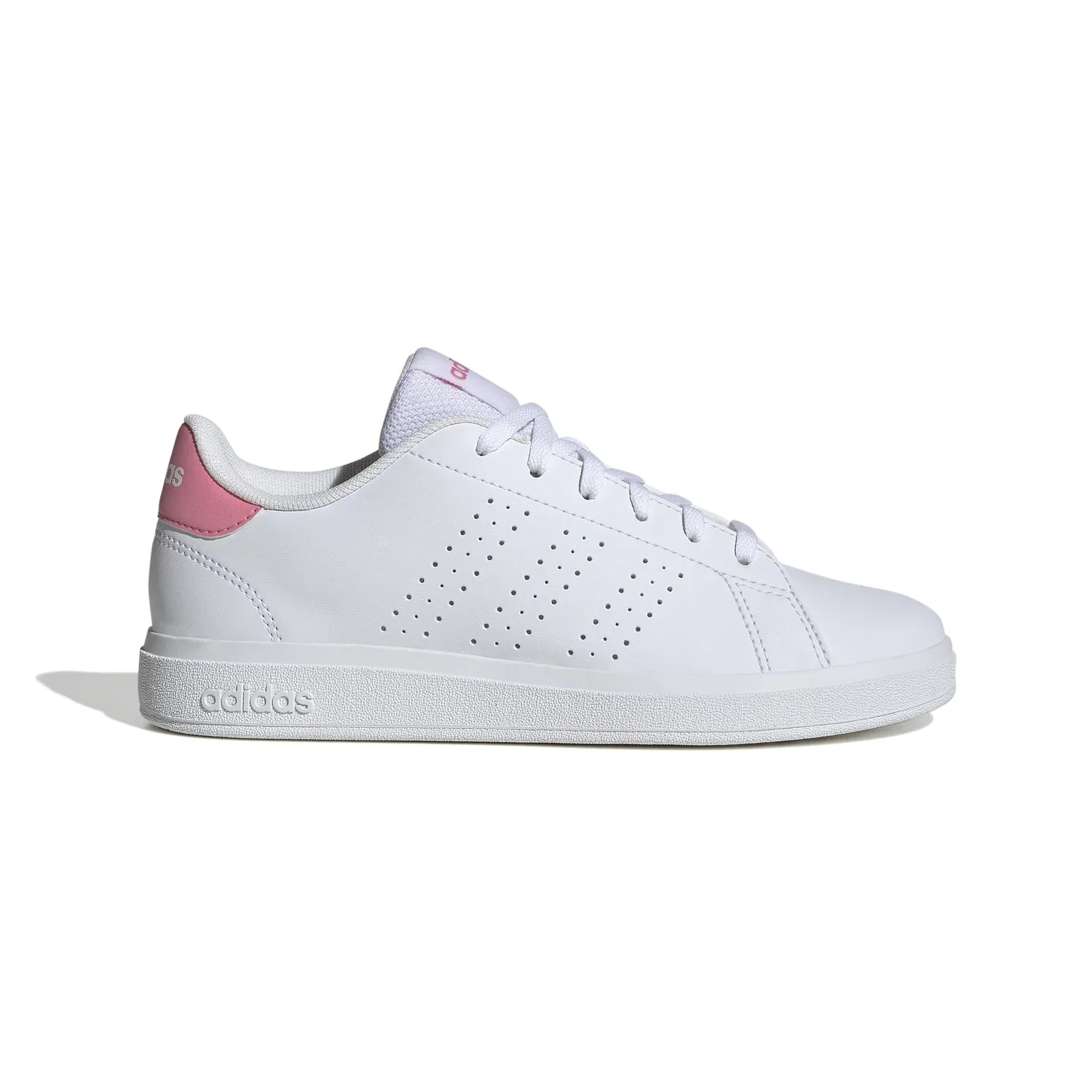 Детские кроссовки для мальчиков на шнуровке Advantage Base 2.0 Junior Adidas, Cloud White Bliss Pink Core Black — фото 2