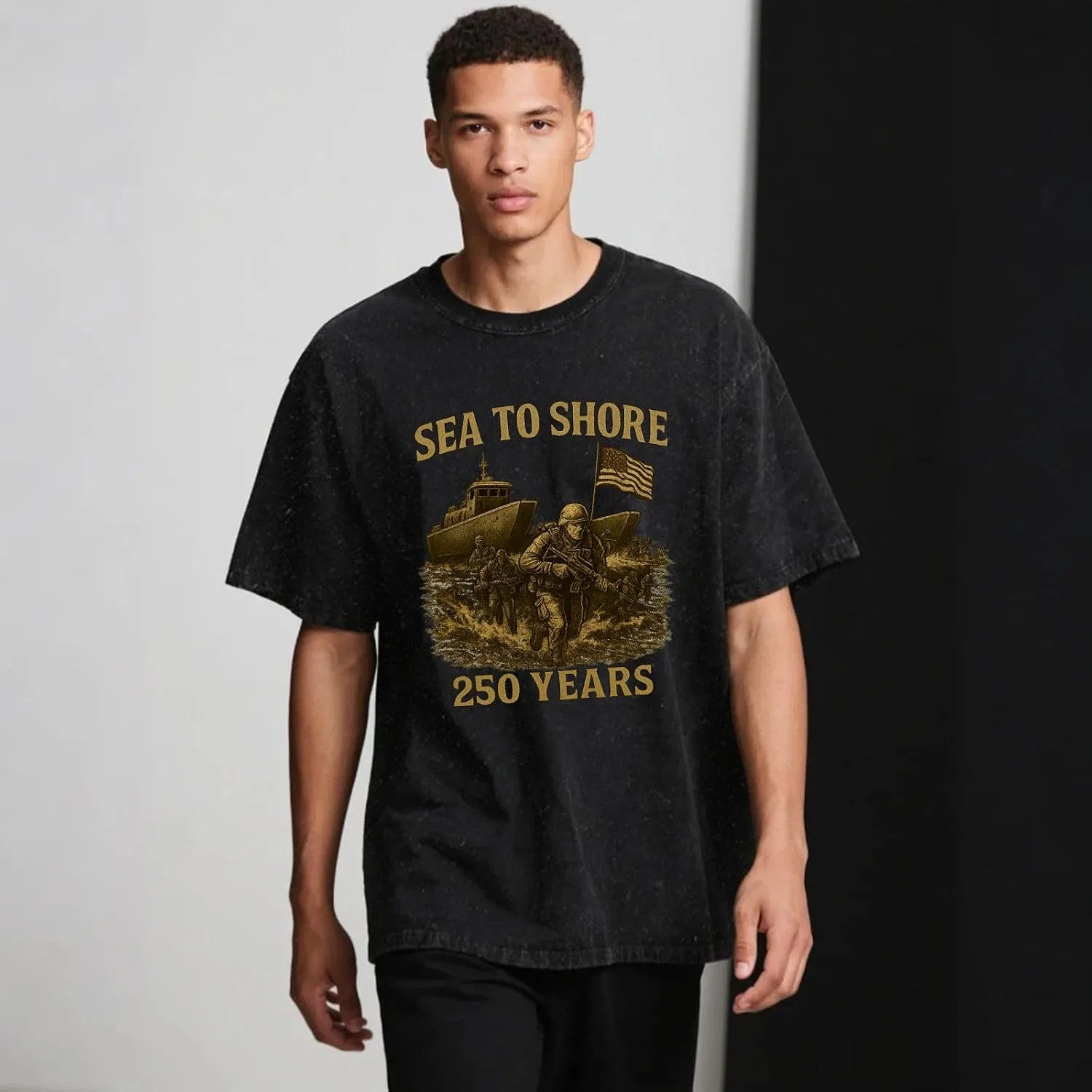 Мужская футболка с графическим принтом Sea to Shore, Wash Black — фото 4