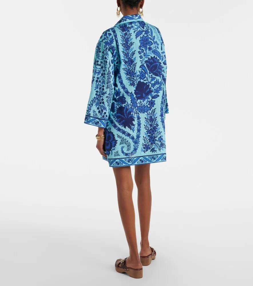 Свободное хлопковое мини-платье с узором «пейсли» Etro, синий — фото 3