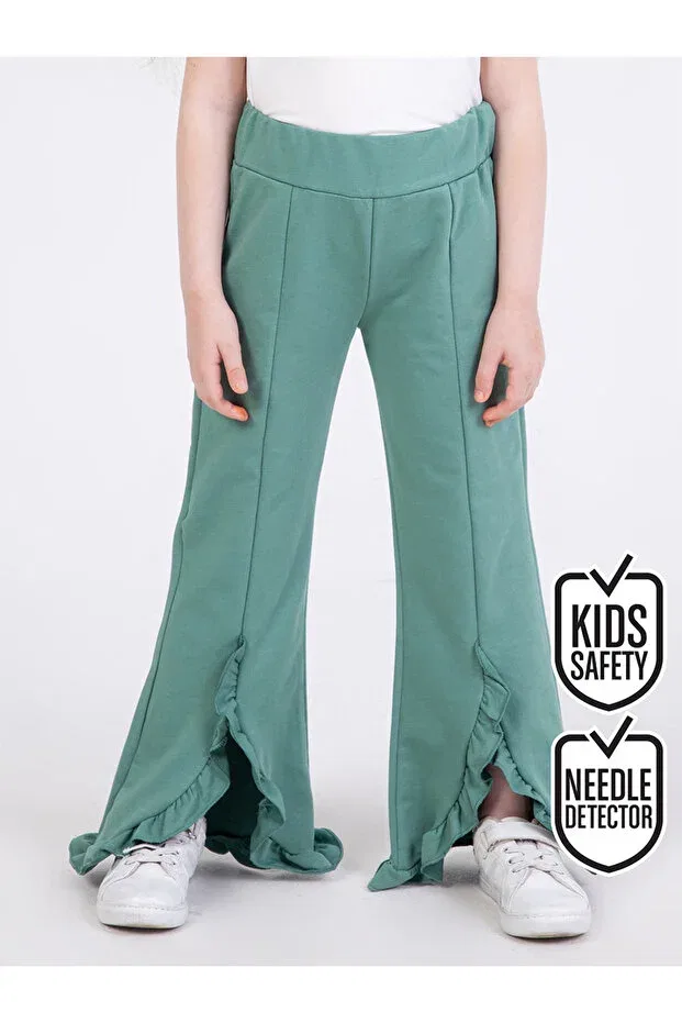 Детские спортивные штаны для девочек с широкой штаниной Denokids, Green
