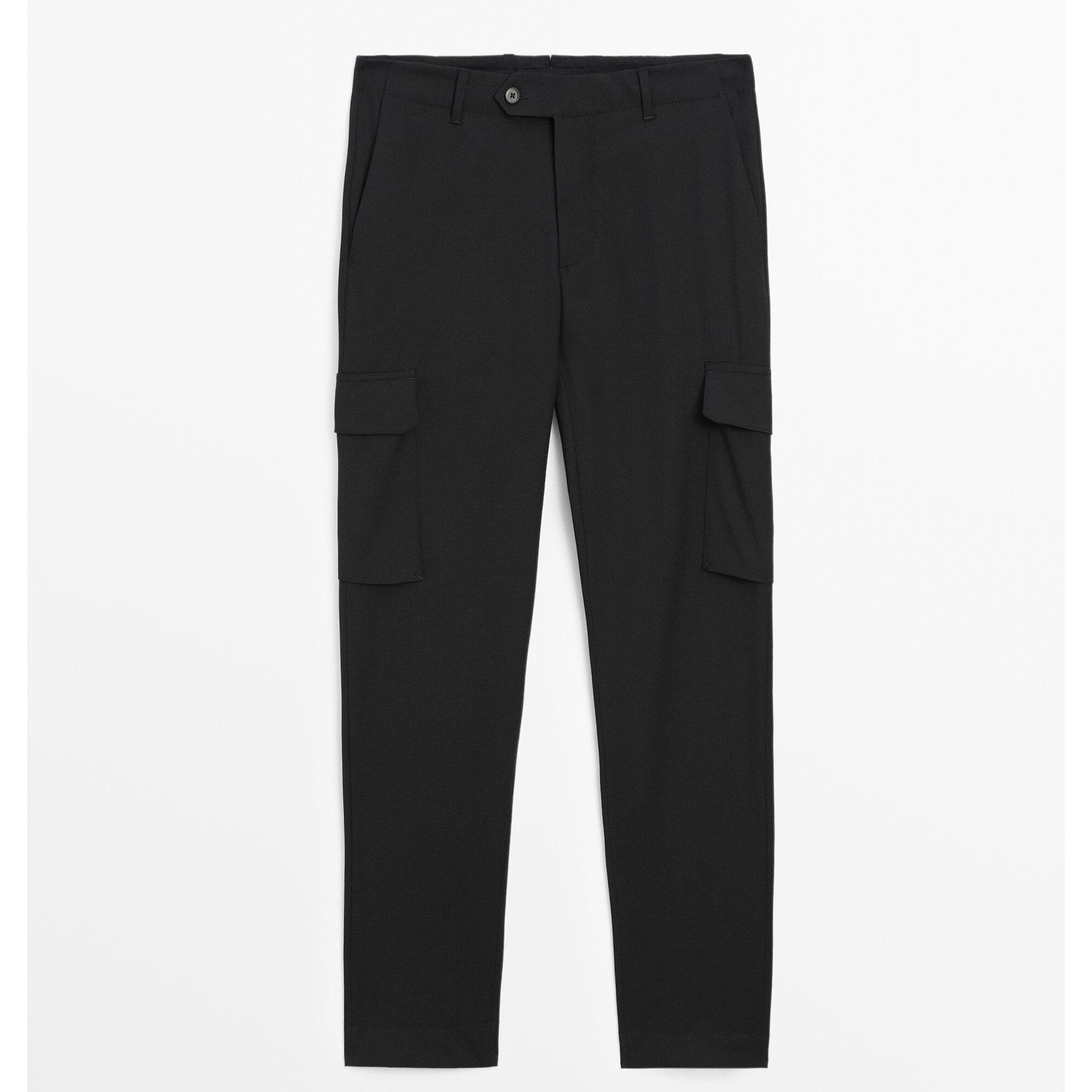 

Брюки карго из 100% шерсти Massimo Dutti, черный
