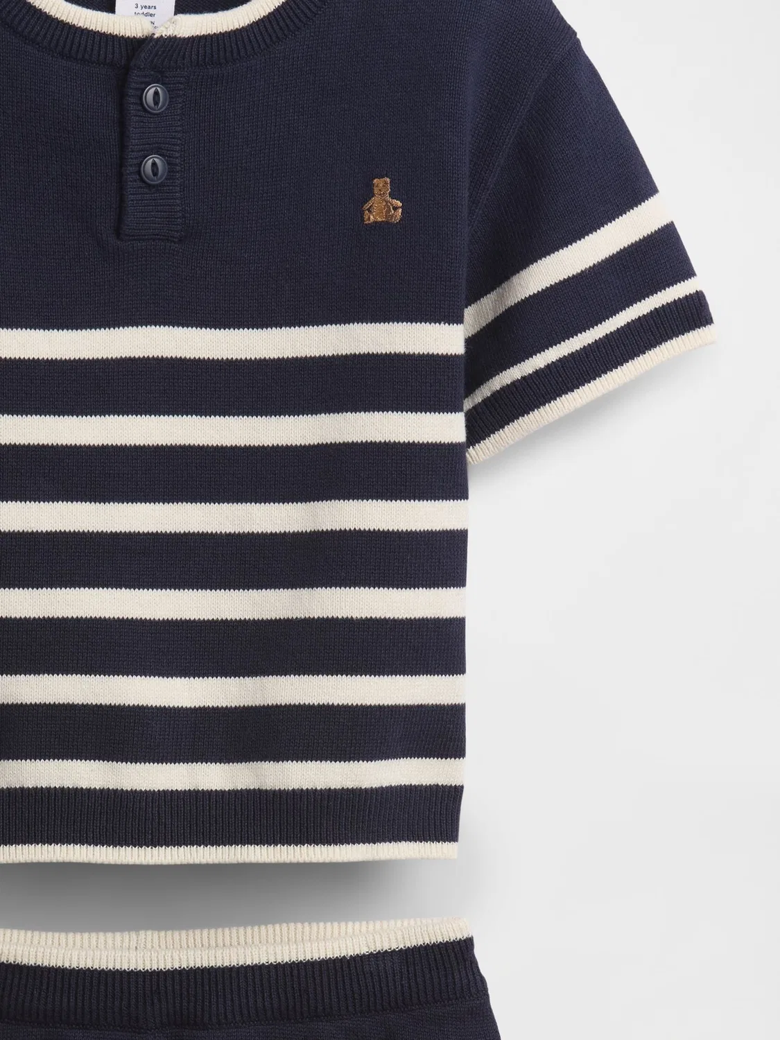 Комплект из хлопкового хенли и шорт, полосатый Gap, Navy — фото 4