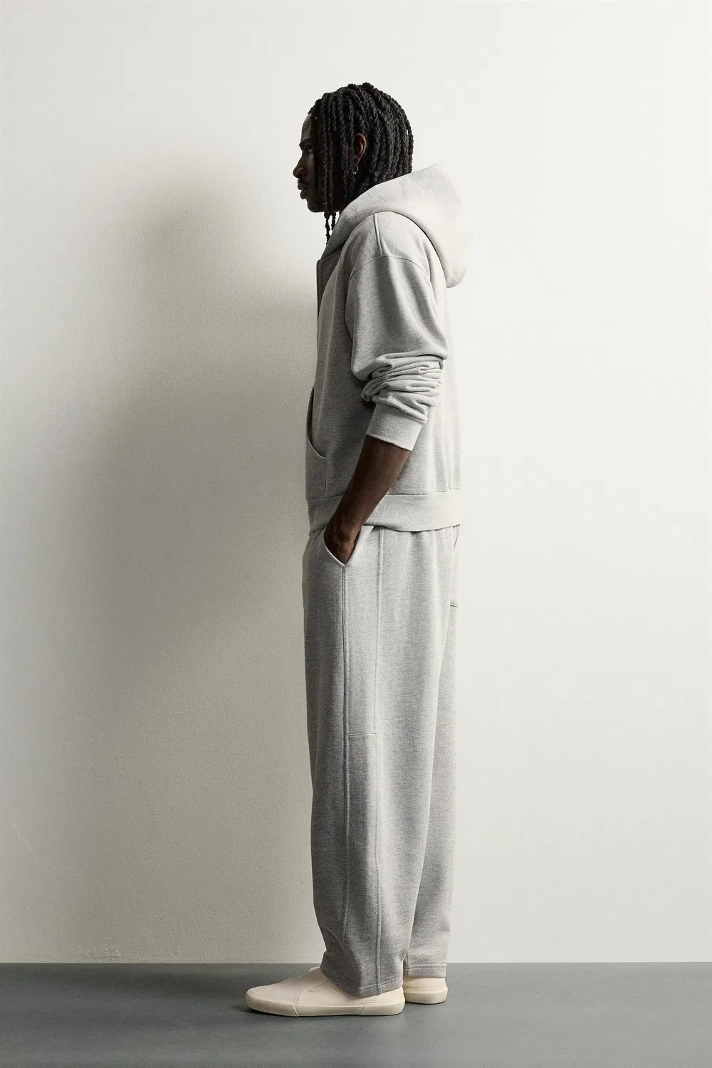 Простая толстовка свободного кроя на молнии. ZARA, Grey marl — фото 4