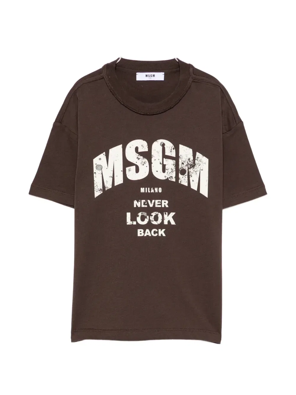 Футболка с коротким рукавом и логотипом Msgm Kids, коричневый