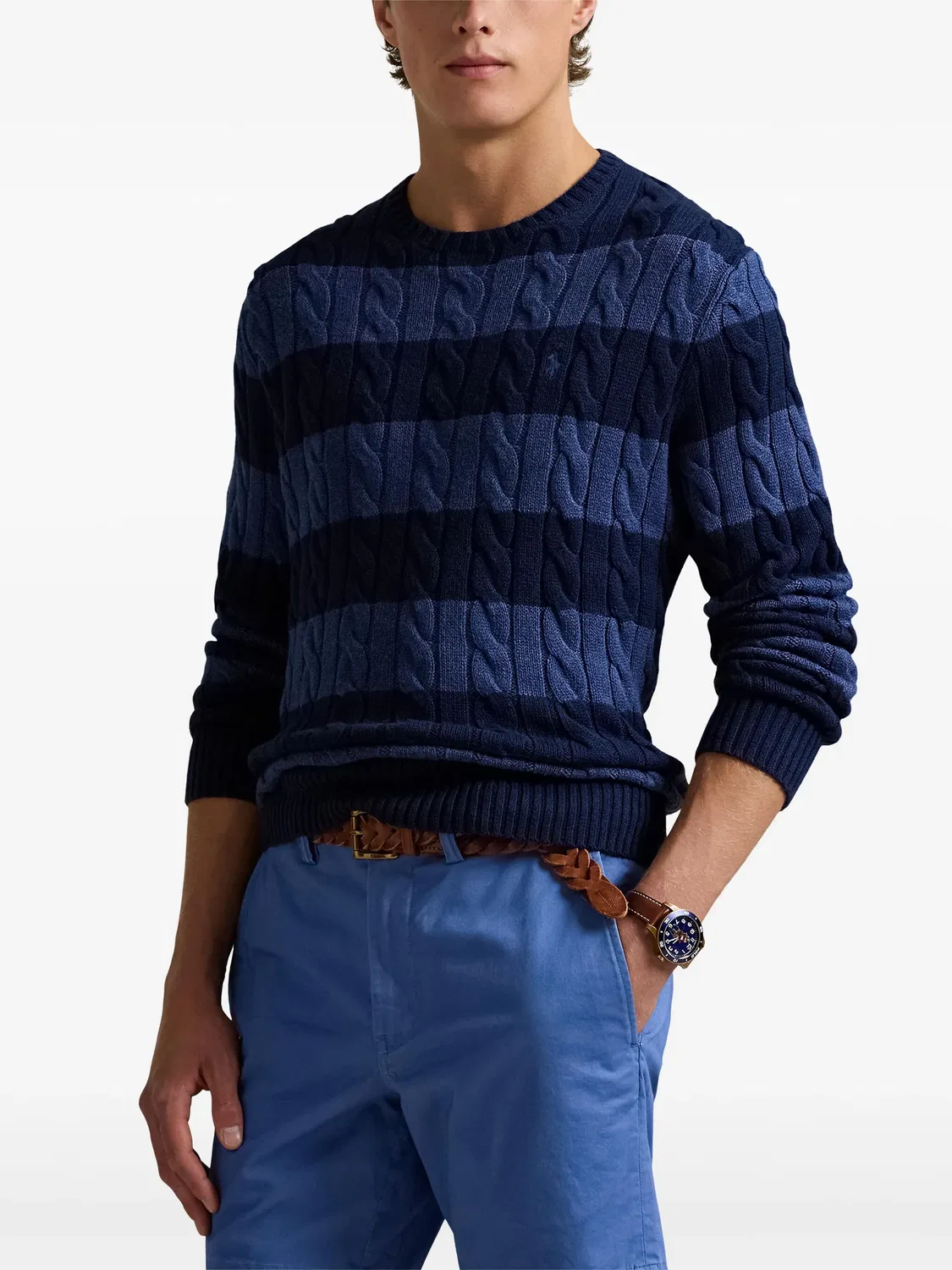 Джемпер с полосками и круглым вырезом Polo Ralph Lauren, синий — фото 2