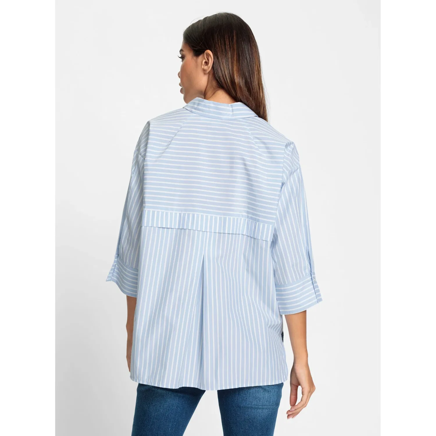 Женская блузка с принтом в полоску heine, White/Light Blue Striped — фото 3