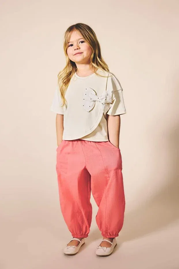 Детские брюки для девочек хлопковые balloon fit Defacto, Pink-Pn682