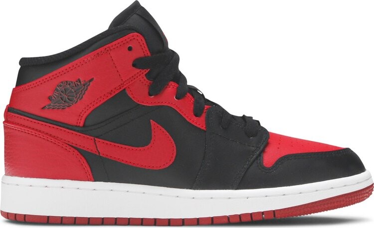 

Кроссовки Air Jordan 1 Mid GS Banned, красный
