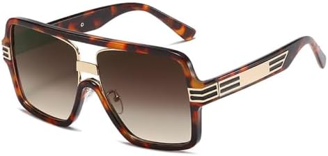 

Модные квадратные солнцезащитные очки для женщин, винтажные солнцезащитные очки большого размера, женские очки в крупной оправе для женщин/мужчин MTZJH, C2 Leopard Tea