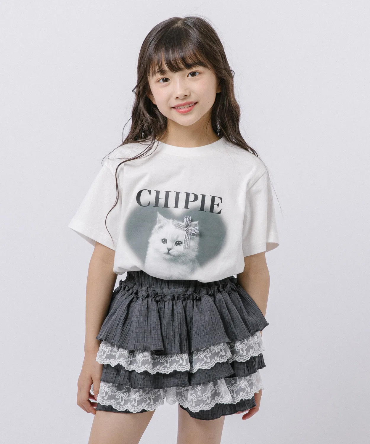 Детские шорты с рюшами и кружевом, модель Two-Tier Frill URBAN CHERRY, Charcoal — фото 3